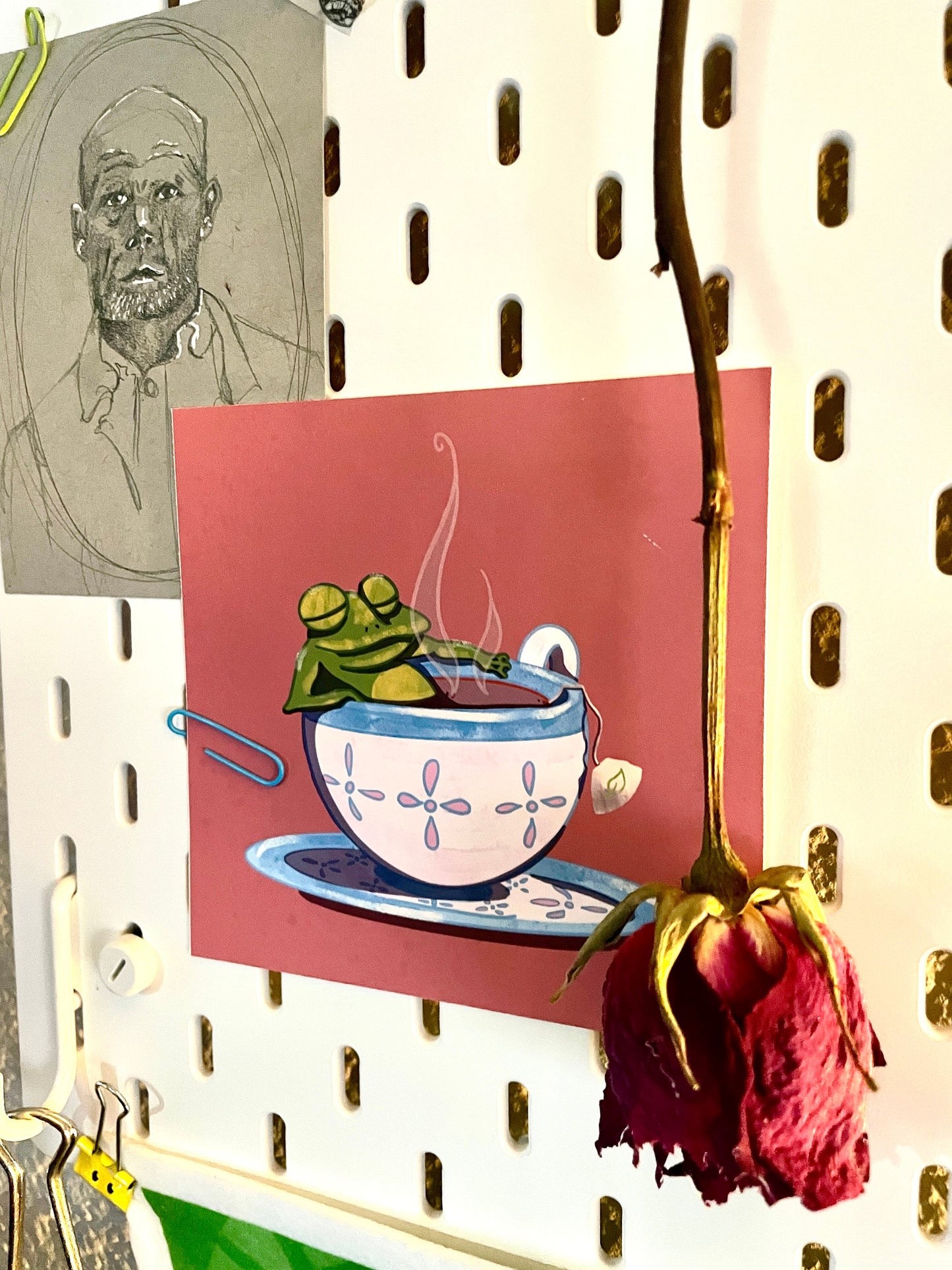 Frog Teacup Drawing | Handmade | Art print | Digital Art | Cottage Core