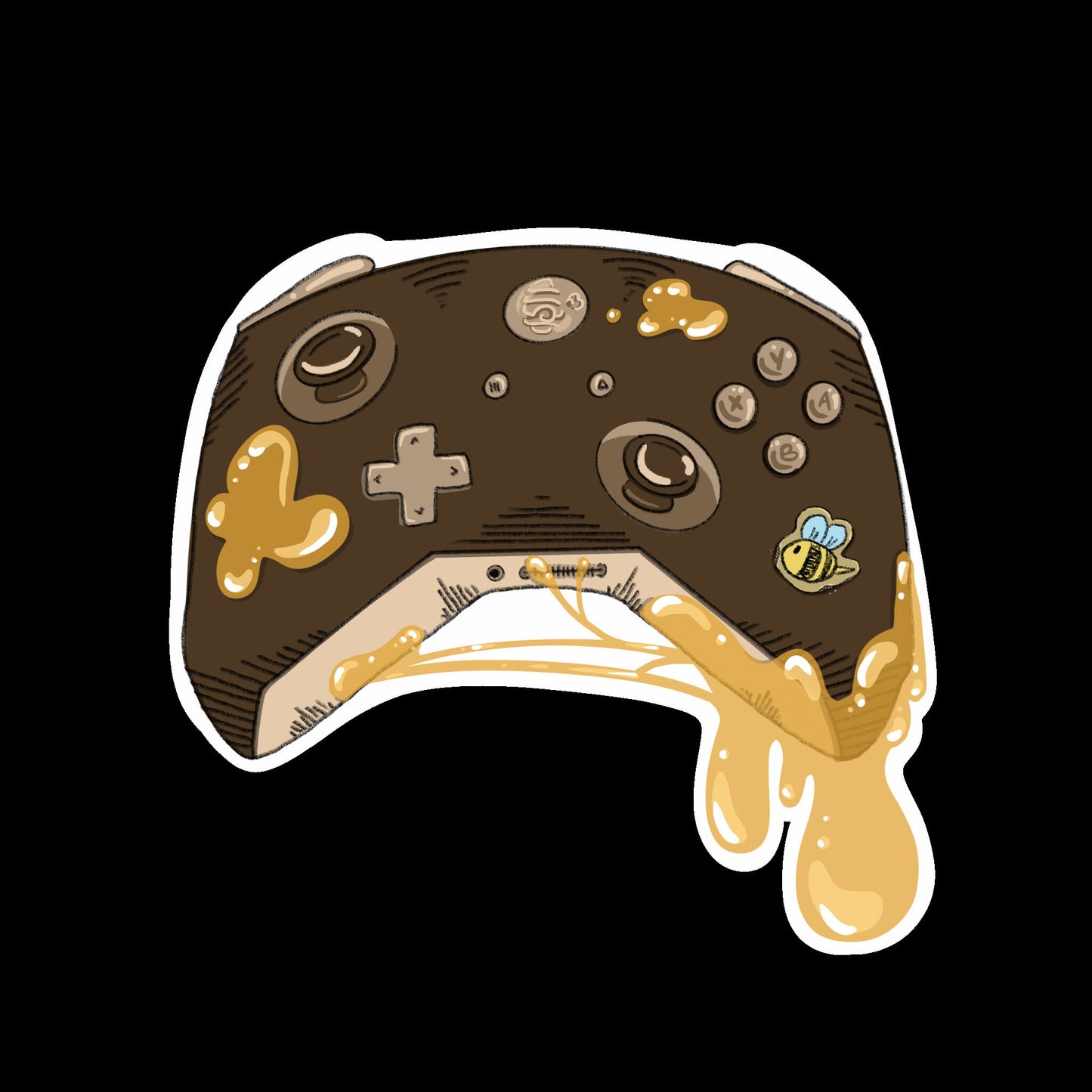 Brown Gaming Controller Sticker| Honey Bee Controller Sticker| Handmade| Digital Art| 4 inch Sticker| Vinyl Sticker|