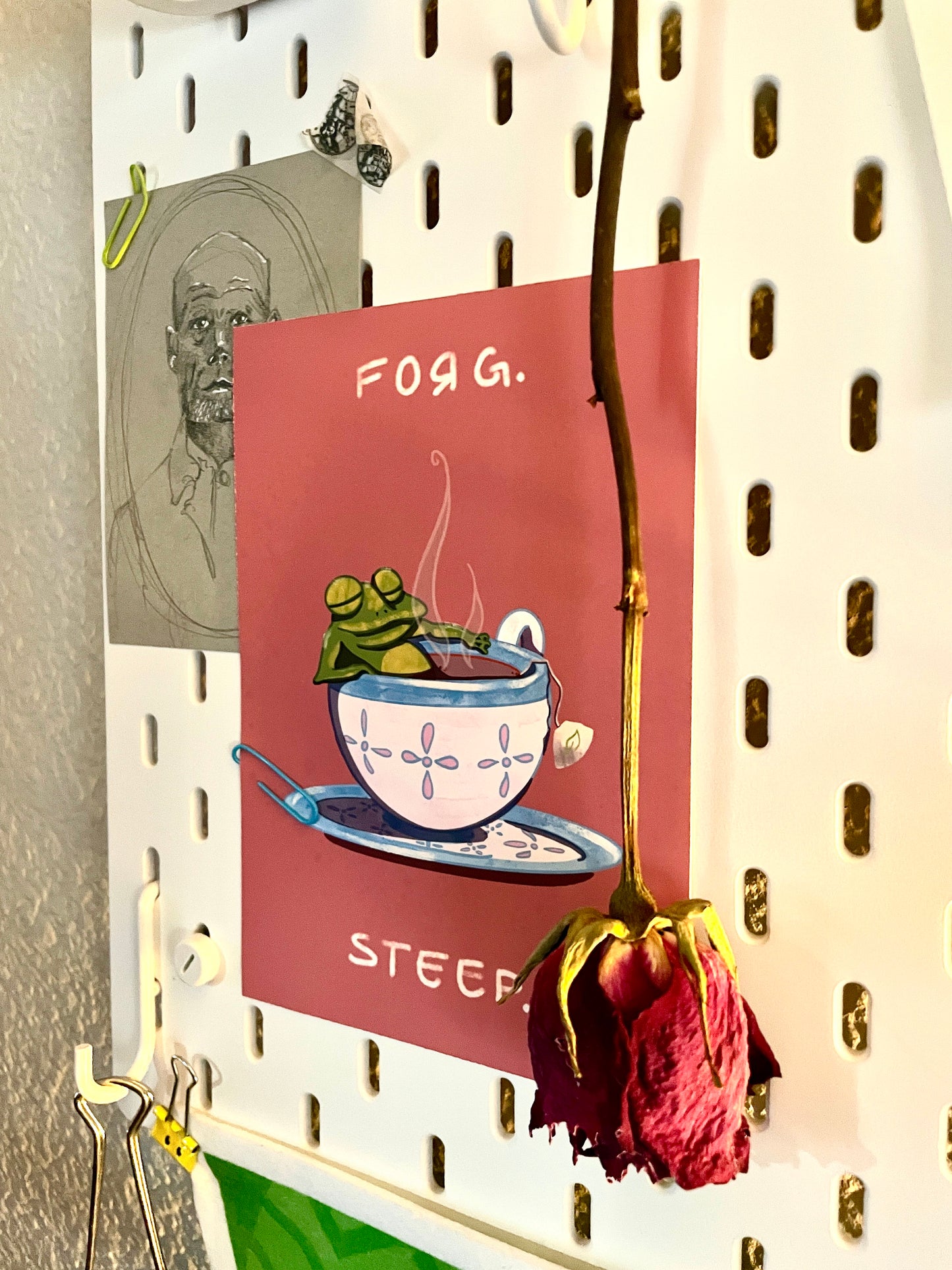Frog Teacup Drawing | Handmade | Art print | Digital Art | Cottage Core